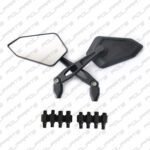 Coppia di specchietti universali neri per moto e scooter, regolabili e inclinabili, con kit adattatori incluso