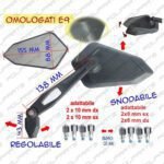 Pair of Universal Adjustable Tilting Motorcycle Scooter Mirrors with Adapter Kit (Black) - Image 4