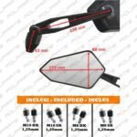 Pair of Universal Adjustable Tilting Motorcycle Scooter Mirrors with Adapter Kit (Black) - Image 3